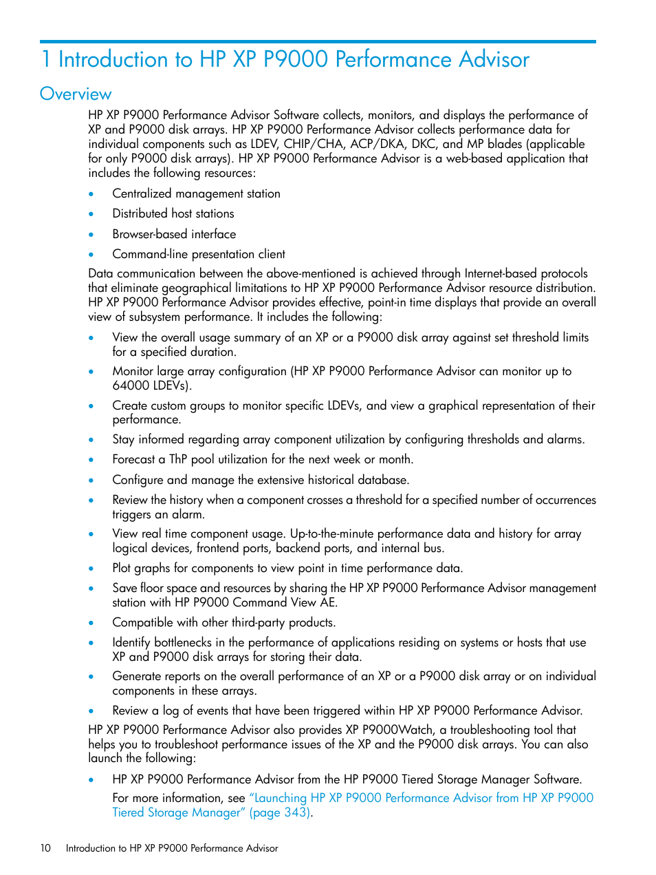 1 introduction to hp xp p9000 performance advisor, Overview | HP XP P9000 Performance Advisor Software User Manual | Page 10 / 419