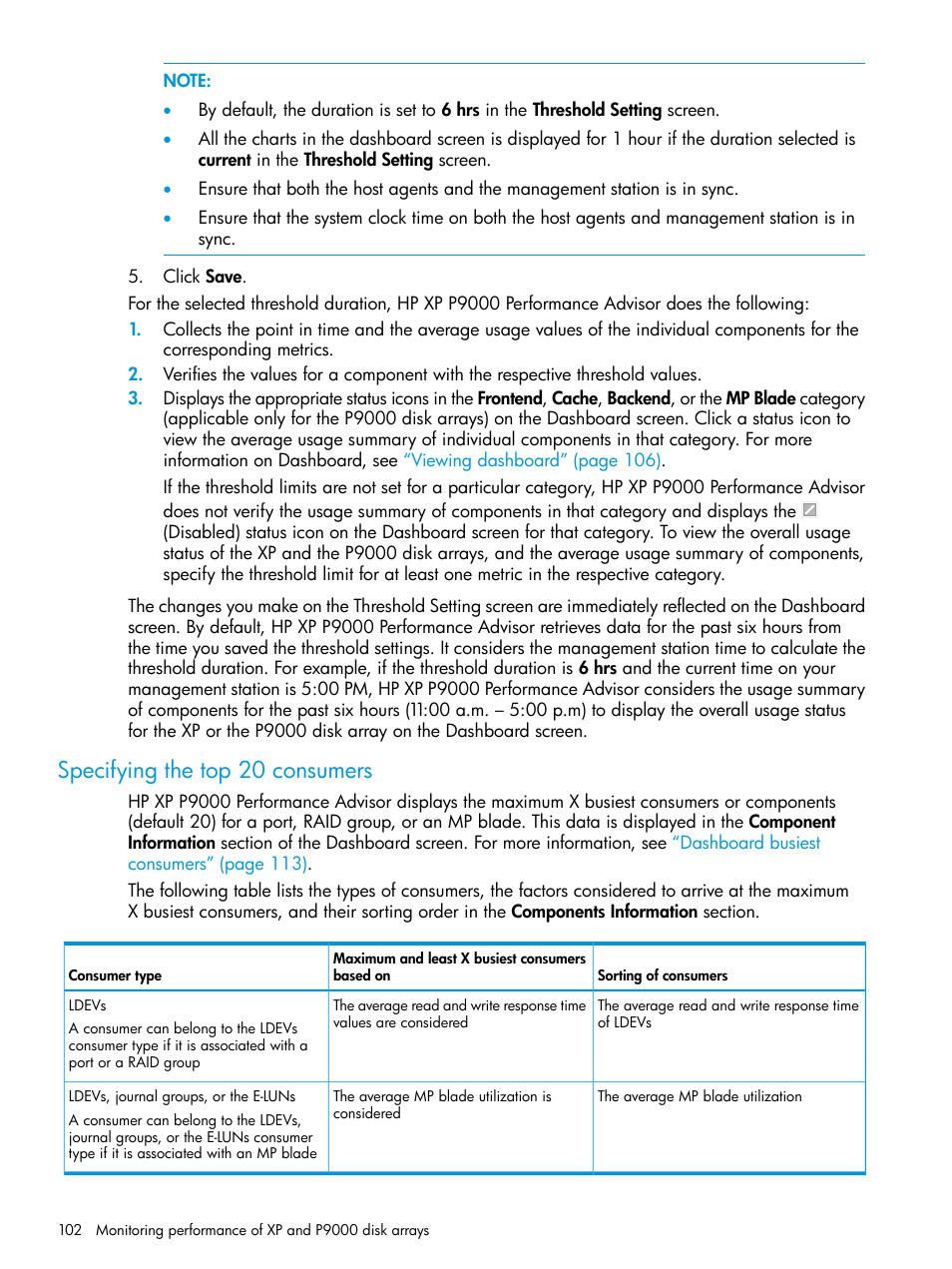 Specifying the top 20 consumers | HP XP P9000 Performance Advisor Software User Manual | Page 102 / 419