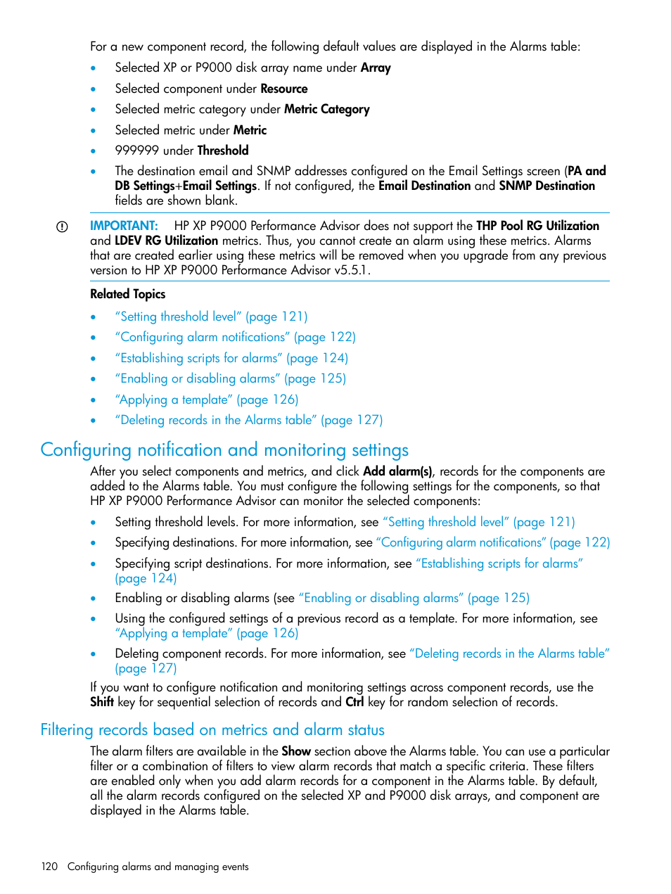 Configuring notification and monitoring settings | HP XP P9000 Performance Advisor Software User Manual | Page 120 / 419