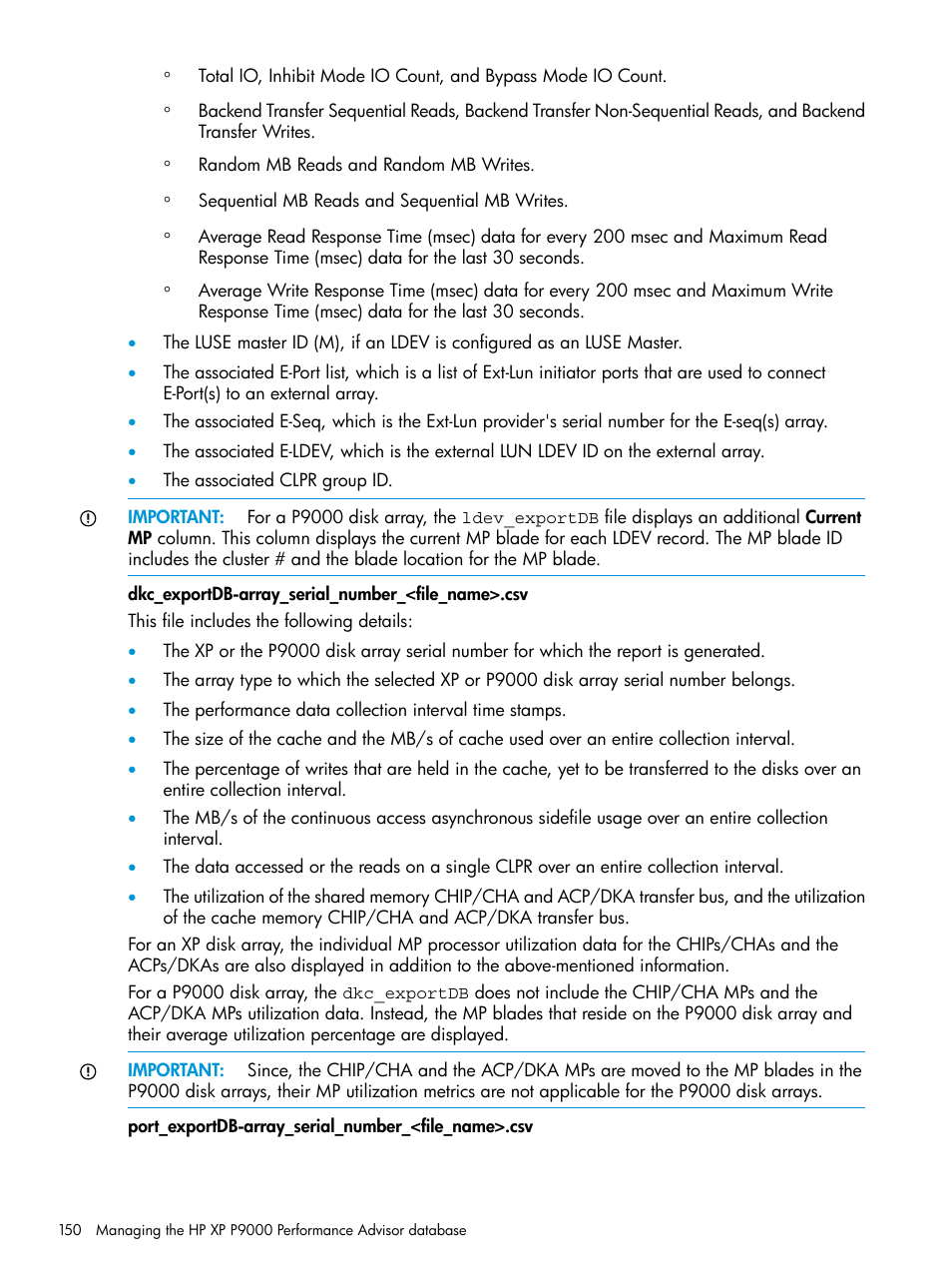 HP XP P9000 Performance Advisor Software User Manual | Page 150 / 419