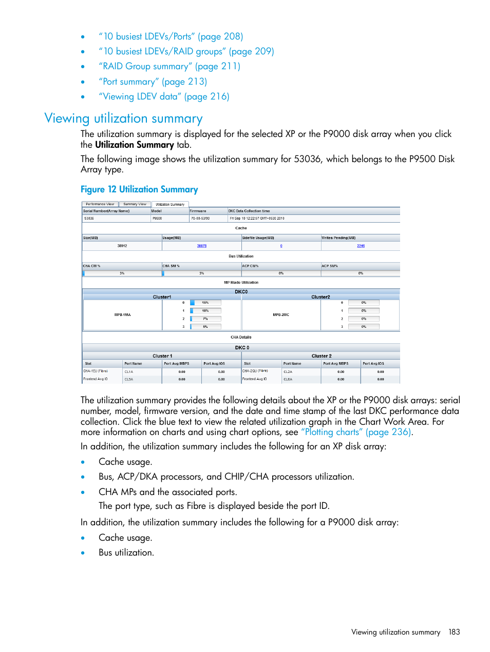 Viewing utilization summary, Utilization | HP XP P9000 Performance Advisor Software User Manual | Page 183 / 419