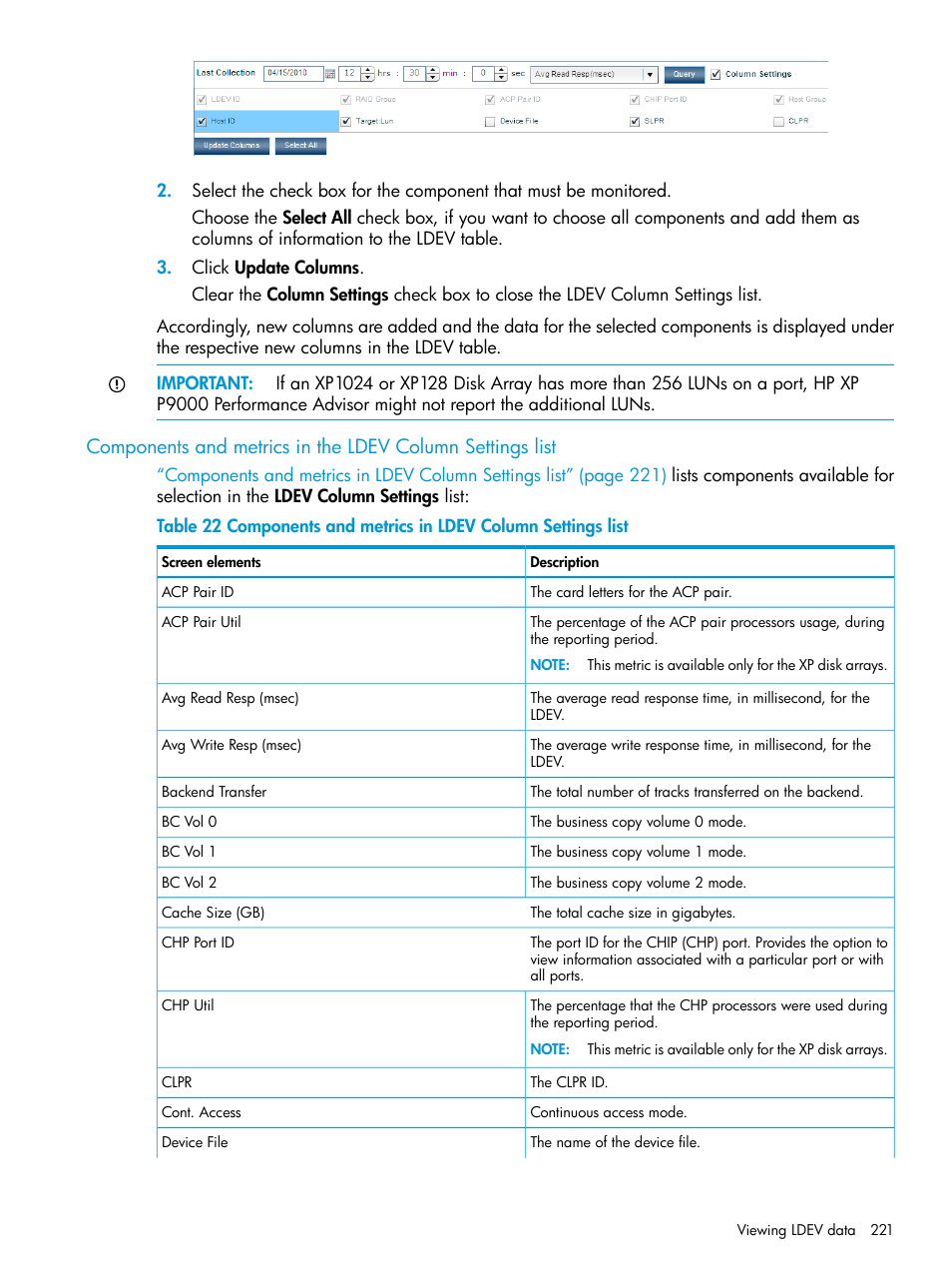 HP XP P9000 Performance Advisor Software User Manual | Page 221 / 419