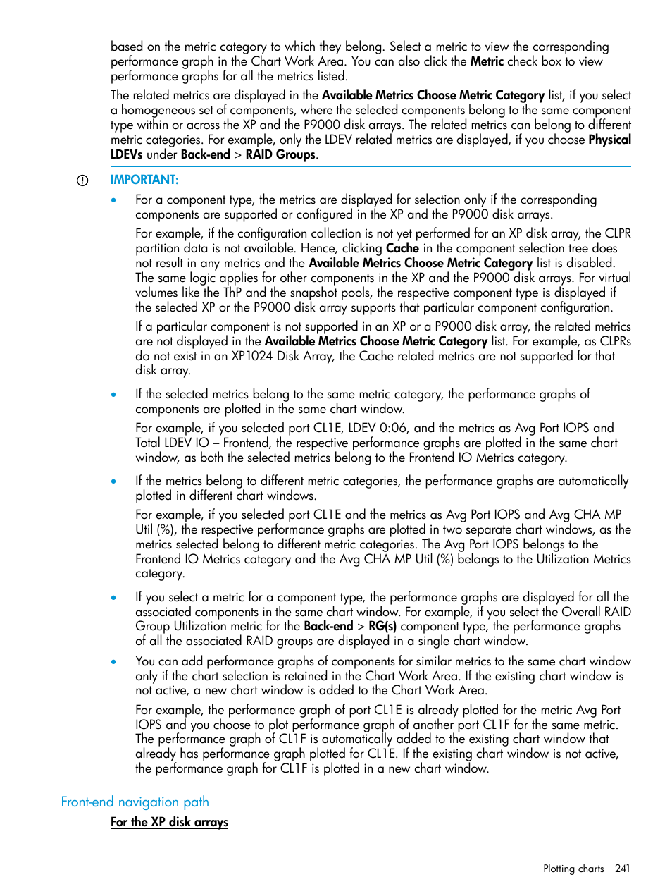 Front-end navigation path | HP XP P9000 Performance Advisor Software User Manual | Page 241 / 419