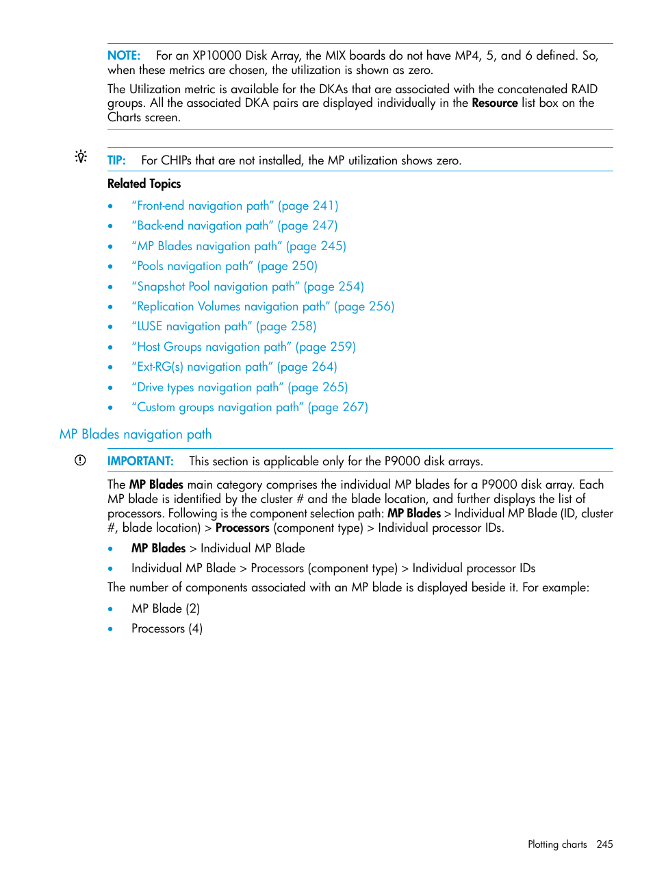 Mp blades navigation path | HP XP P9000 Performance Advisor Software User Manual | Page 245 / 419