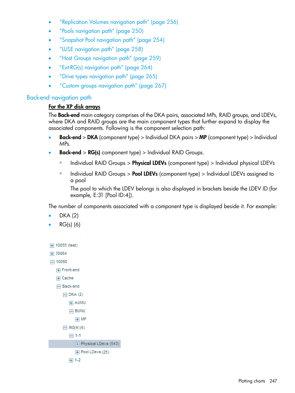 Back-end navigation path, Back-end navigation | HP XP P9000 Performance Advisor Software User Manual | Page 247 / 419