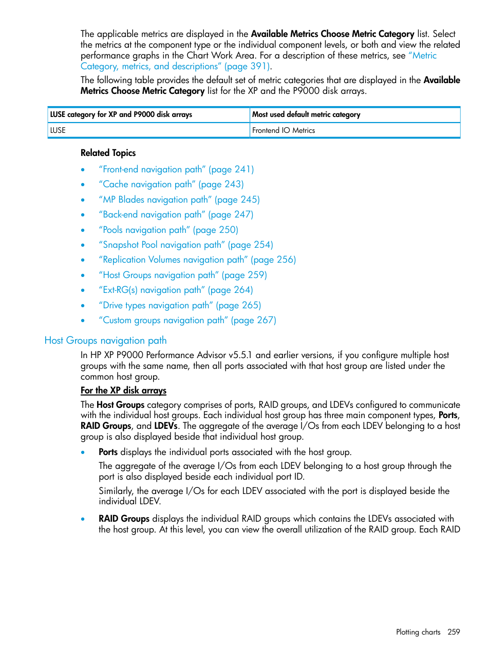 Host groups navigation path | HP XP P9000 Performance Advisor Software User Manual | Page 259 / 419