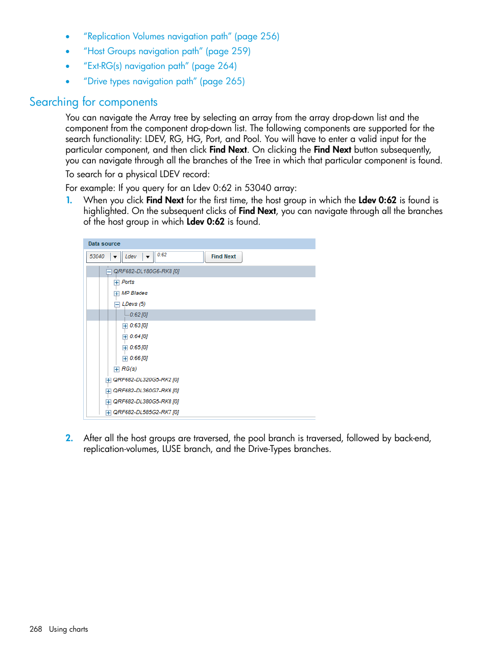 Searching for components | HP XP P9000 Performance Advisor Software User Manual | Page 268 / 419