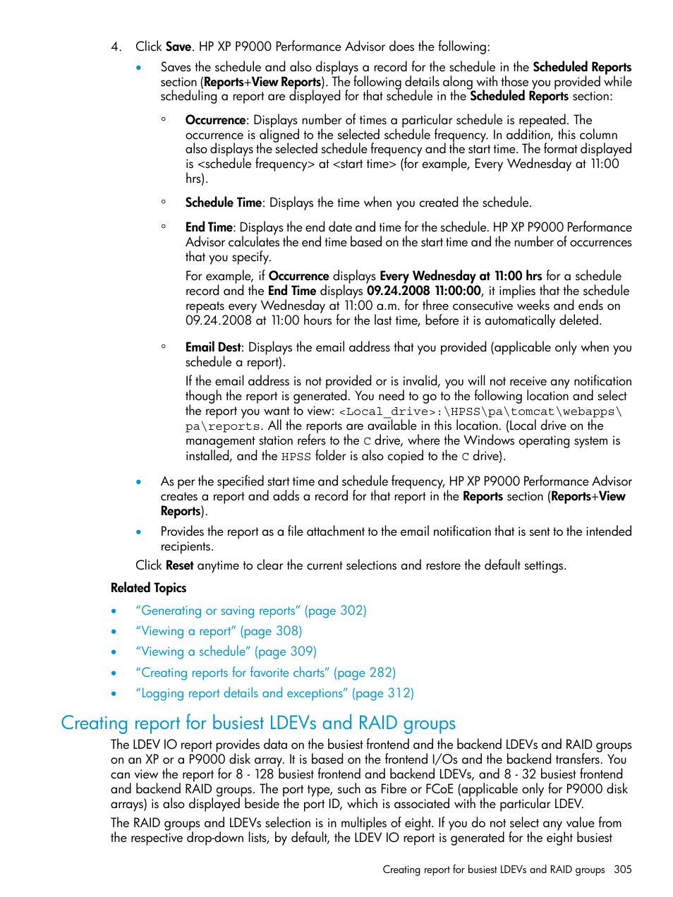 Creating report for busiest ldevs and raid groups | HP XP P9000 Performance Advisor Software User Manual | Page 305 / 419