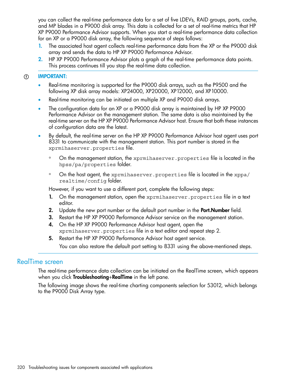 Realtime screen | HP XP P9000 Performance Advisor Software User Manual | Page 320 / 419