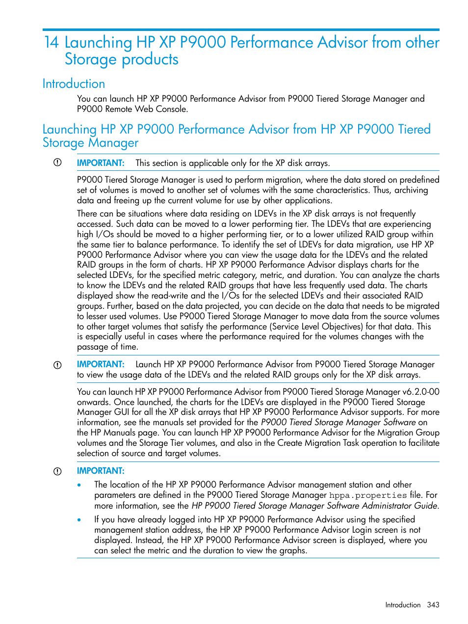 Introduction | HP XP P9000 Performance Advisor Software User Manual | Page 343 / 419