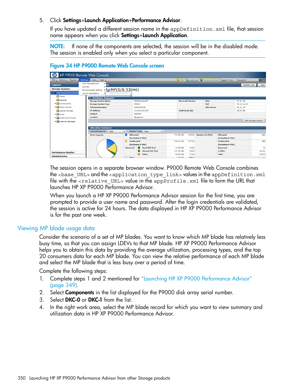 Viewing mp blade usage data | HP XP P9000 Performance Advisor Software User Manual | Page 350 / 419