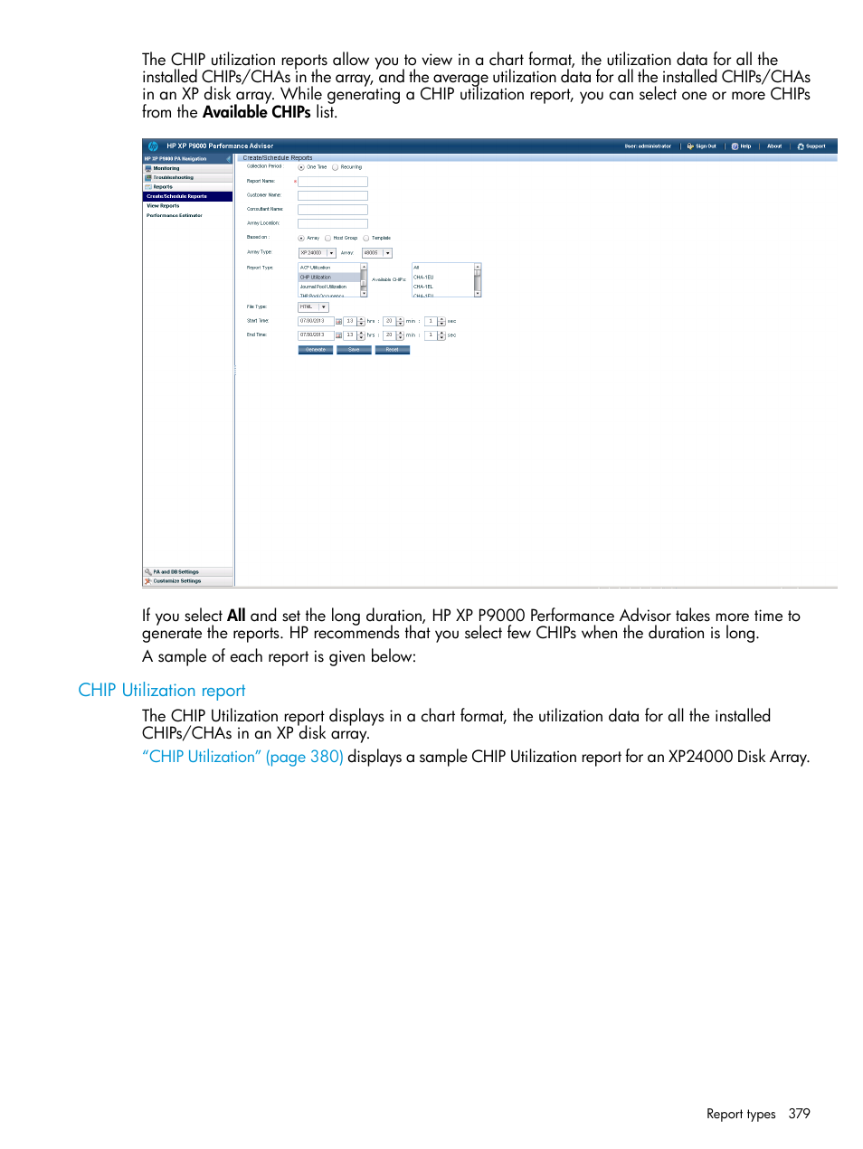 Chip utilization report | HP XP P9000 Performance Advisor Software User Manual | Page 379 / 419