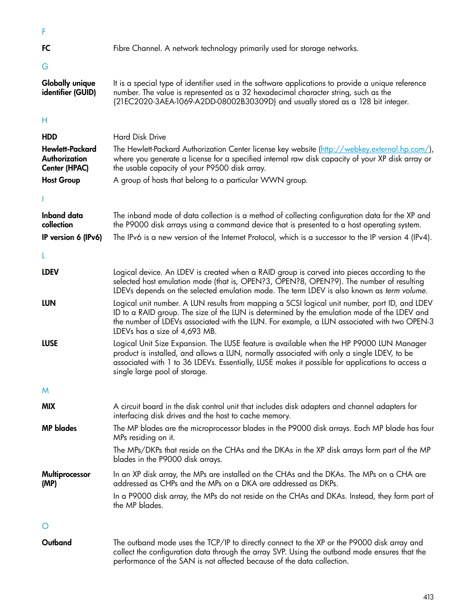 HP XP P9000 Performance Advisor Software User Manual | Page 413 / 419