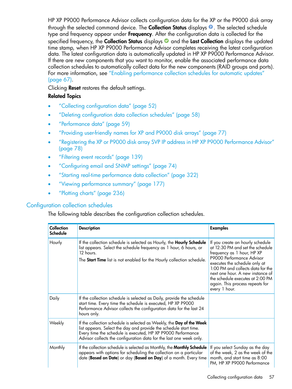 Configuration collection schedules | HP XP P9000 Performance Advisor Software User Manual | Page 57 / 419