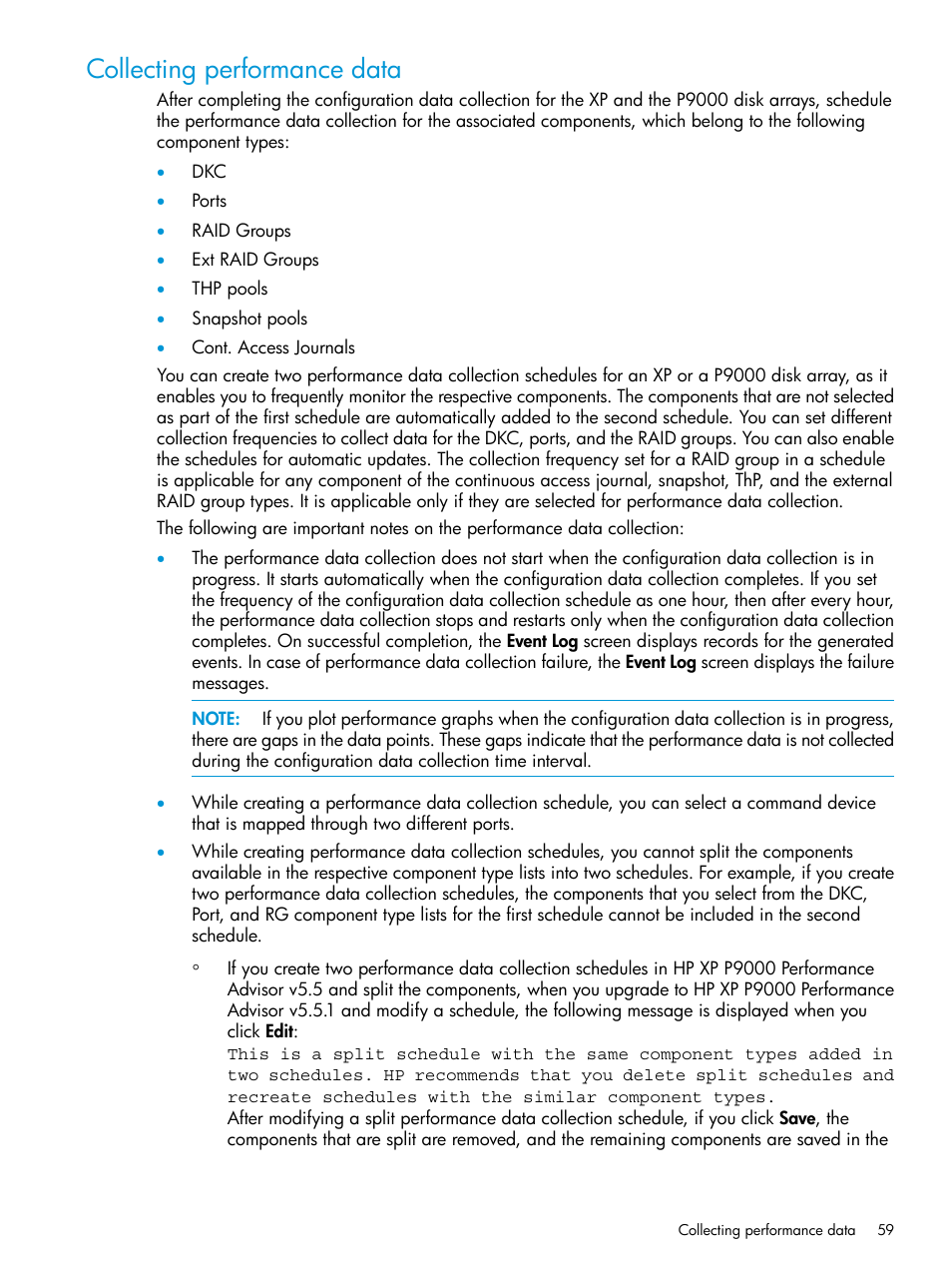 Collecting performance data | HP XP P9000 Performance Advisor Software User Manual | Page 59 / 419