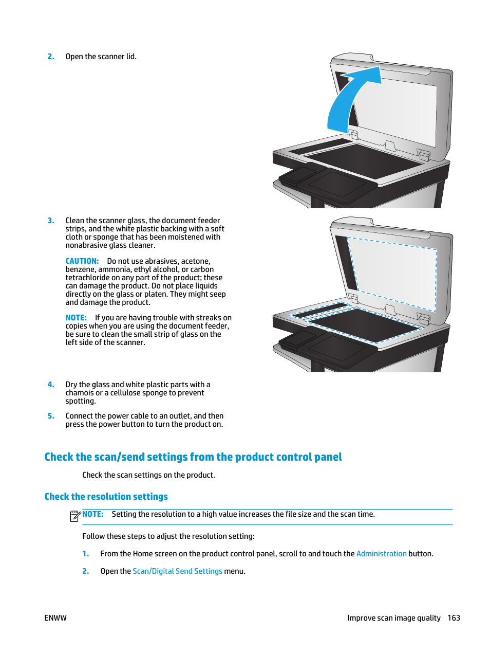 Check the resolution settings | HP Color LaserJet Enterprise Multifunction M680 Printer series User Manual | Page 175 / 198