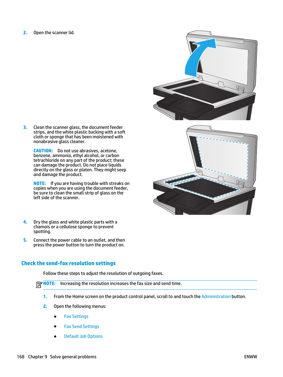 Check the send-fax resolution settings | HP Color LaserJet Enterprise Multifunction M680 Printer series User Manual | Page 180 / 198