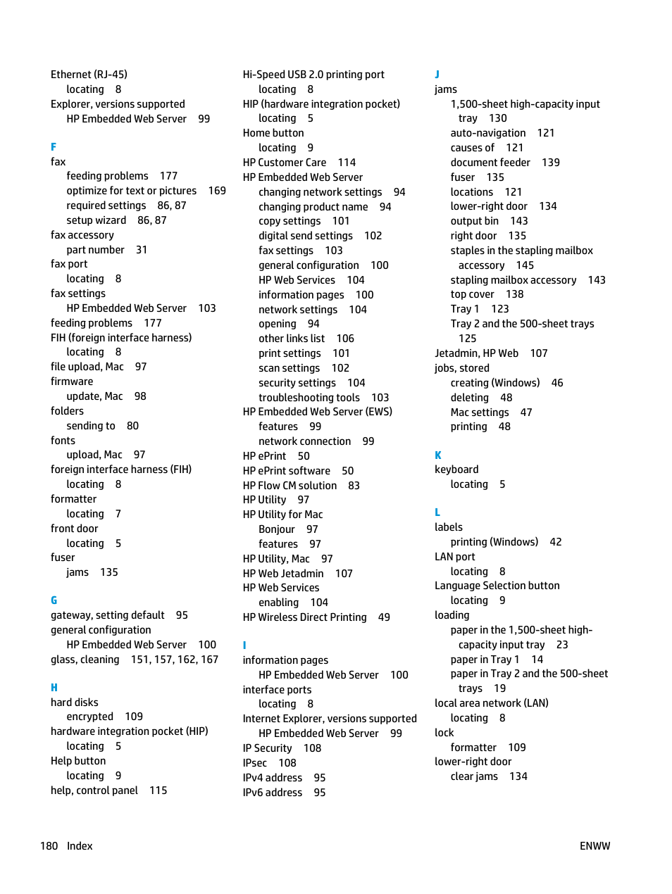 HP Color LaserJet Enterprise Multifunction M680 Printer series User Manual | Page 192 / 198