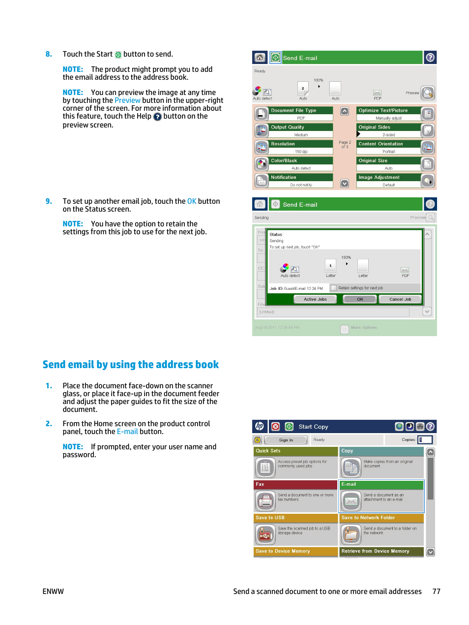 Send email by using the address book | HP Color LaserJet Enterprise Multifunction M680 Printer series User Manual | Page 89 / 198