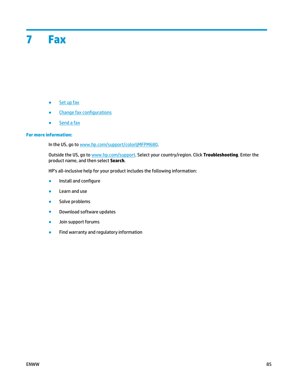 7 fax, 7fax | HP Color LaserJet Enterprise Multifunction M680 Printer series User Manual | Page 97 / 198