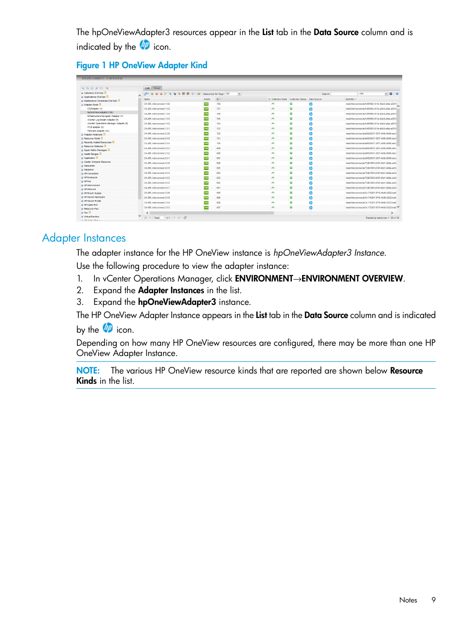 Adapter instances | HP OneView for VMware vCenter User Manual | Page 9 / 25