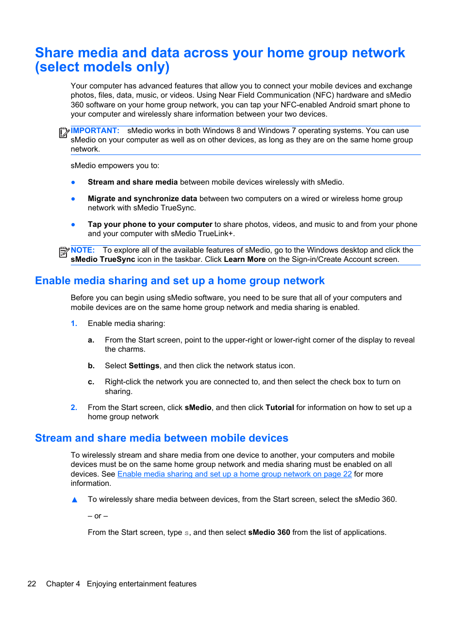 Stream and share media between mobile devices | HP ENVY Recline 23-k119c TouchSmart All-in-One Desktop PC User Manual | Page 28 / 79