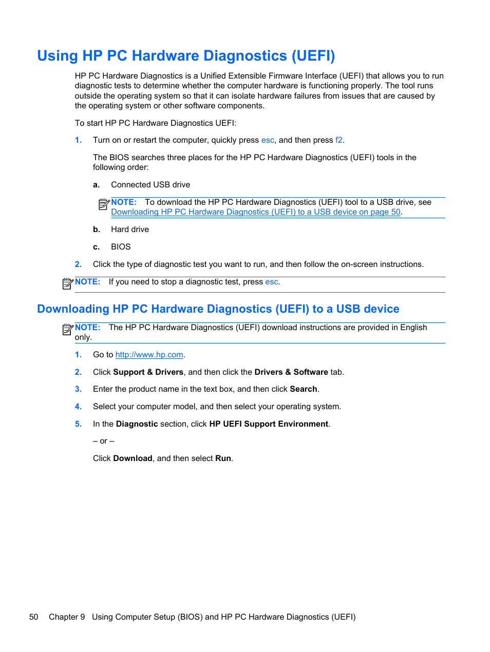 Using hp pc hardware diagnostics (uefi) | HP ENVY Recline 23-k119c TouchSmart All-in-One Desktop PC User Manual | Page 56 / 79
