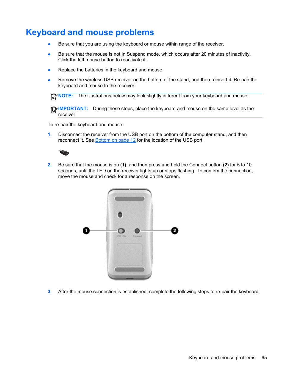 Keyboard and mouse problems, N, see | HP ENVY Recline 23-k119c TouchSmart All-in-One Desktop PC User Manual | Page 71 / 79