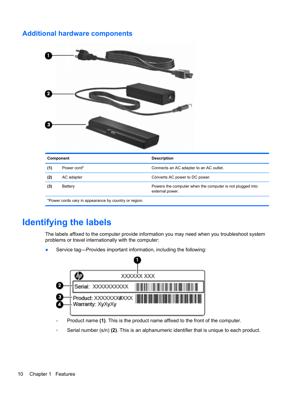 Additional hardware components, Identifying the labels | HP ProBook 5220m Notebook PC User Manual | Page 18 / 77