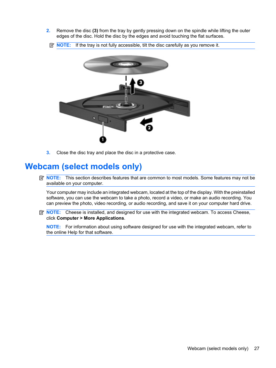 Webcam (select models only) | HP ProBook 5220m Notebook PC User Manual | Page 35 / 77