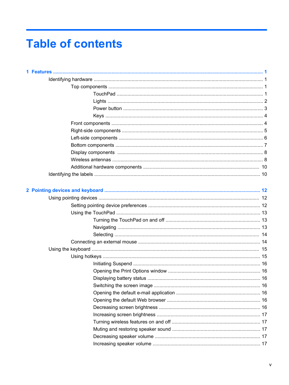 HP ProBook 5220m Notebook PC User Manual | Page 5 / 77