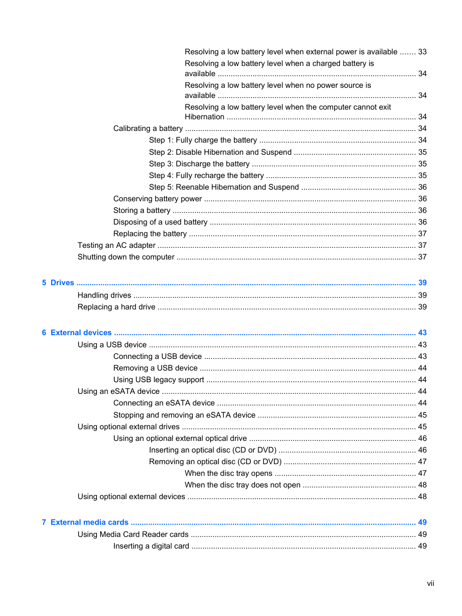 HP ProBook 5220m Notebook PC User Manual | Page 7 / 77