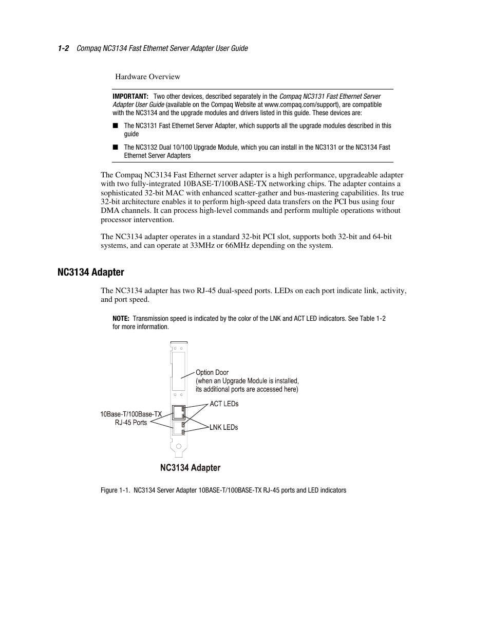 Nc3134 adapter, Nc3134 adapter -2 | HP NC6133 Gigabit Module 1000 LX User Manual | Page 10 / 33