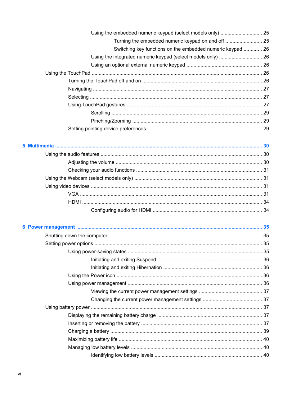 HP ProBook 4446s Notebook-PC User Manual | Page 6 / 100