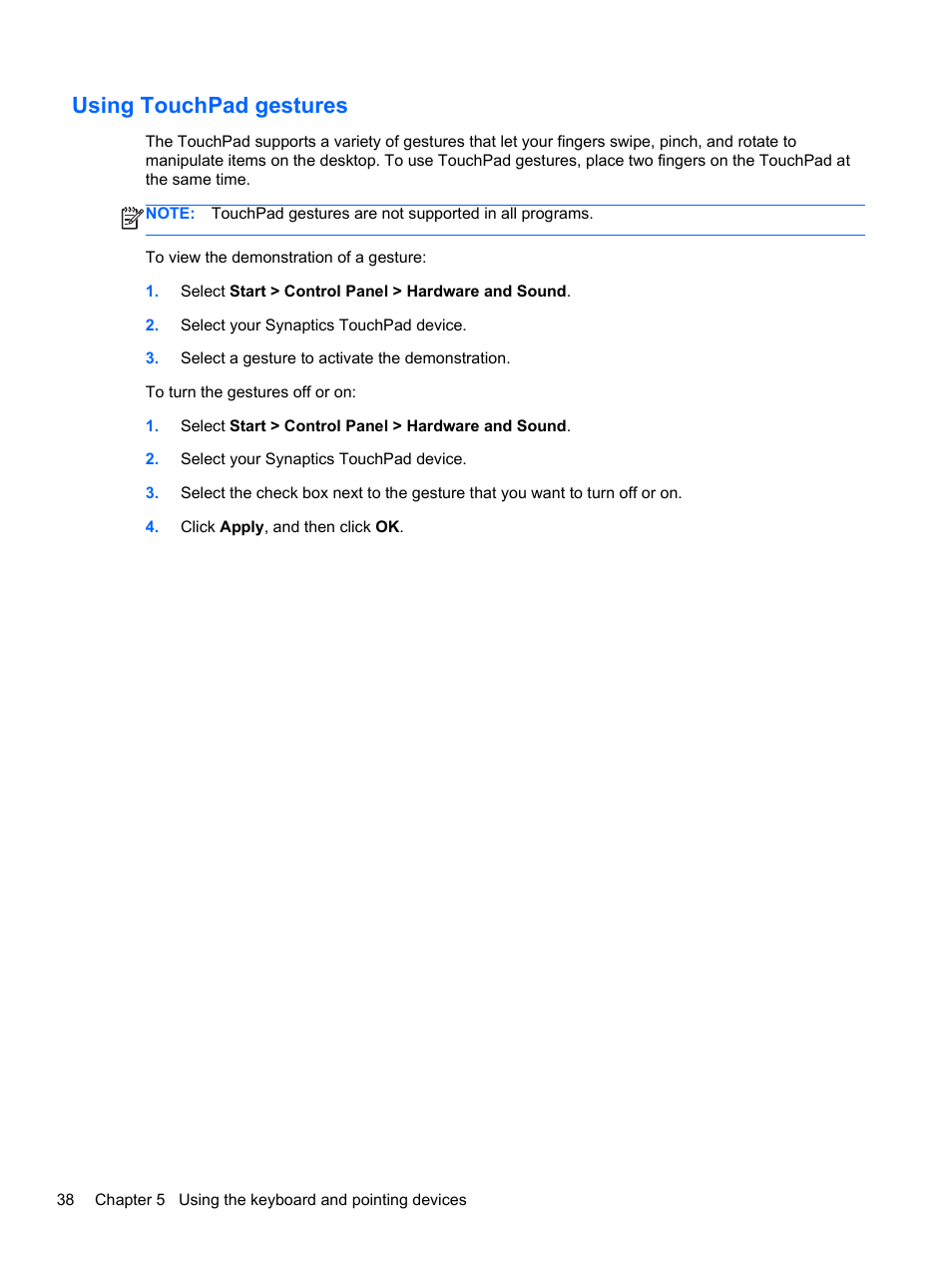 Using touchpad gestures | HP Pavilion m6-1002xx Entertainment Notebook PC User Manual | Page 48 / 101