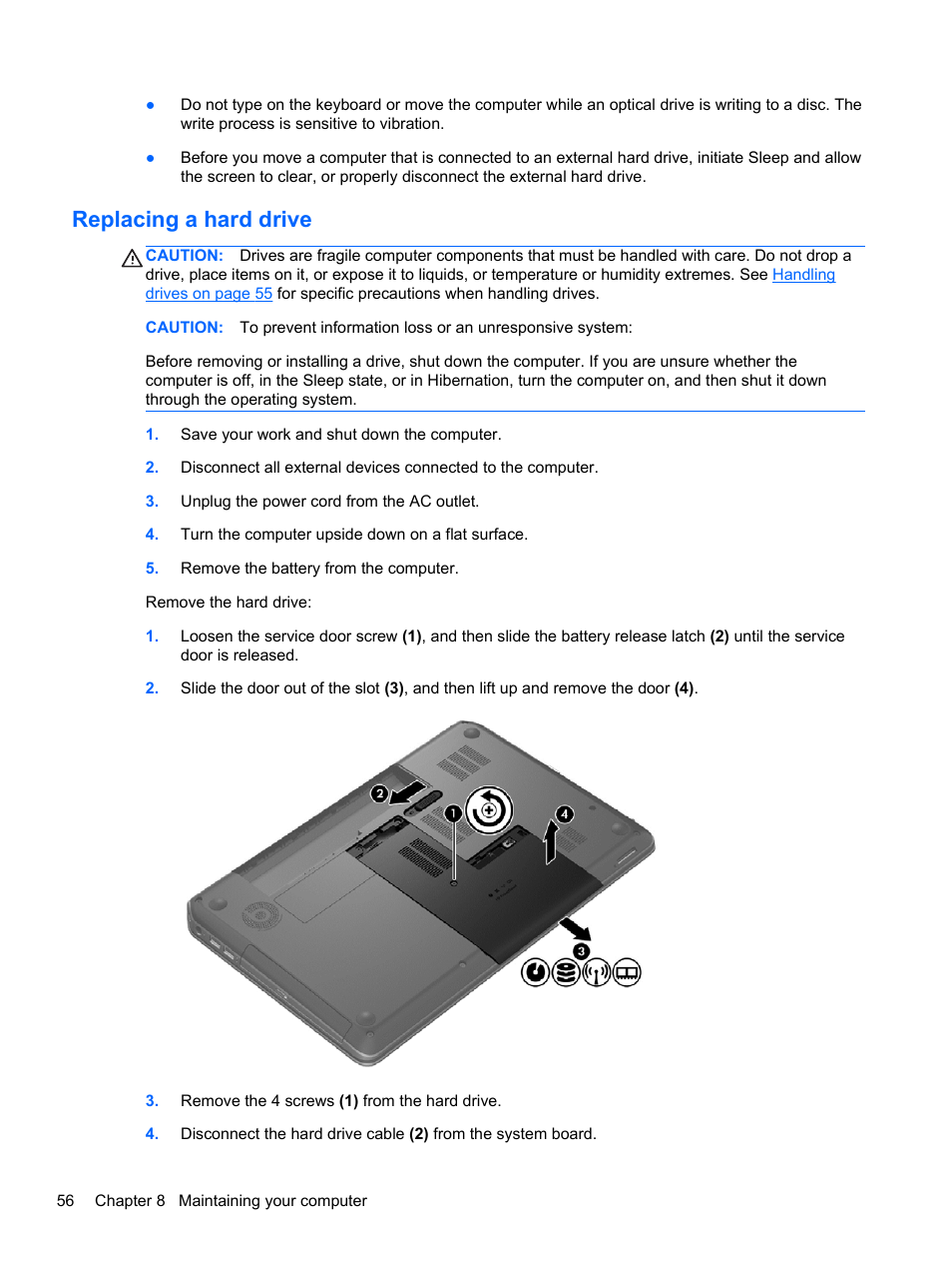 Replacing a hard drive | HP Pavilion m6-1002xx Entertainment Notebook PC User Manual | Page 66 / 101