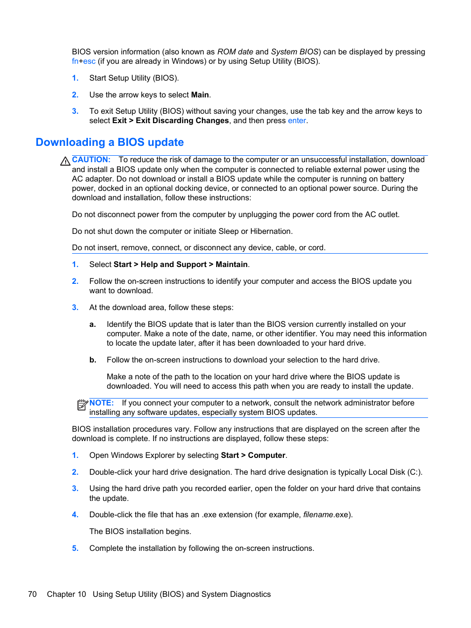 Downloading a bios update | HP Pavilion m6-1002xx Entertainment Notebook PC User Manual | Page 80 / 101