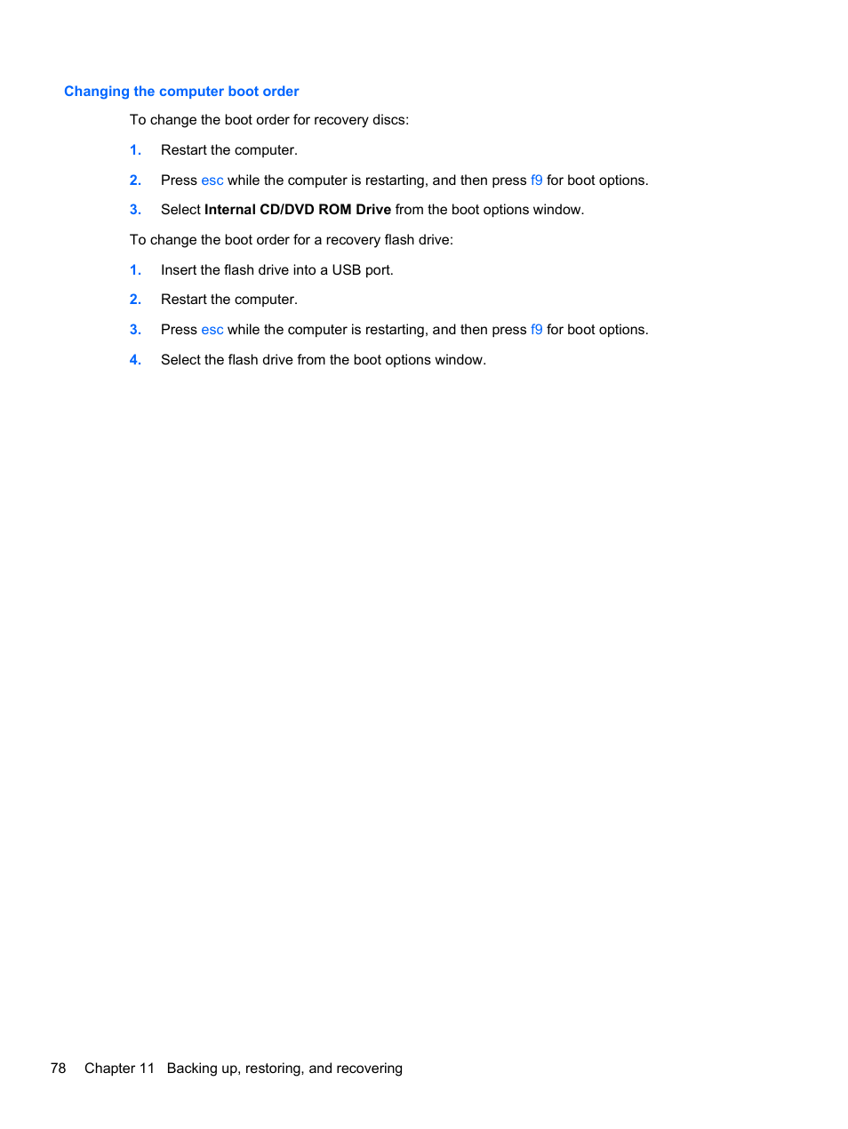 Changing the computer boot order | HP Pavilion m6-1002xx Entertainment Notebook PC User Manual | Page 88 / 101