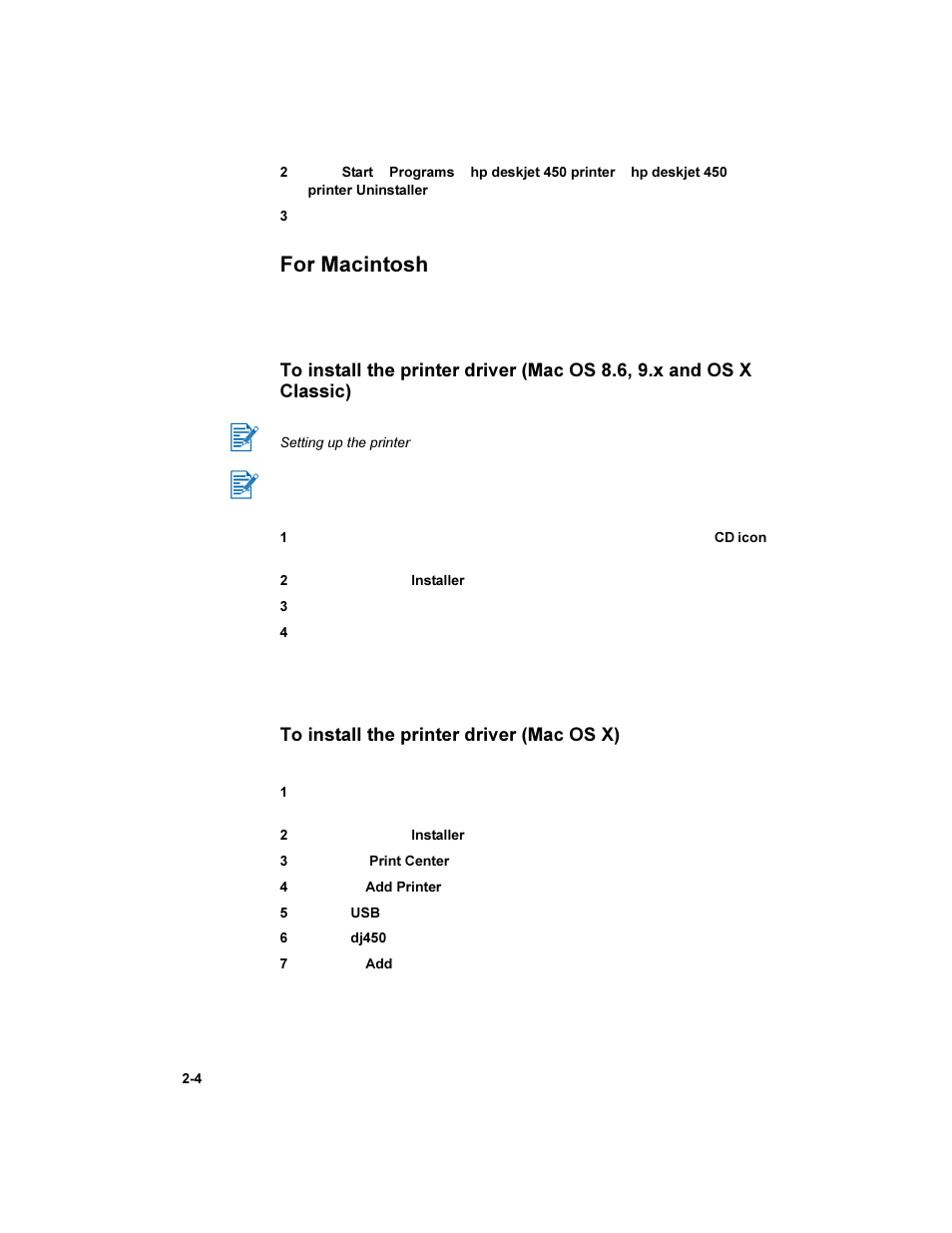 For macintosh | HP Deskjet 450 Mobile Printer series User Manual | Page 20 / 86