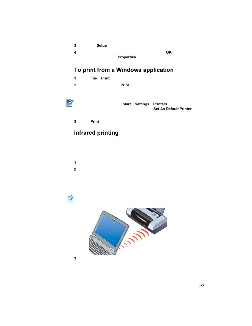 To print from a windows application, Infrared printing | HP Deskjet 450 Mobile Printer series User Manual | Page 25 / 86