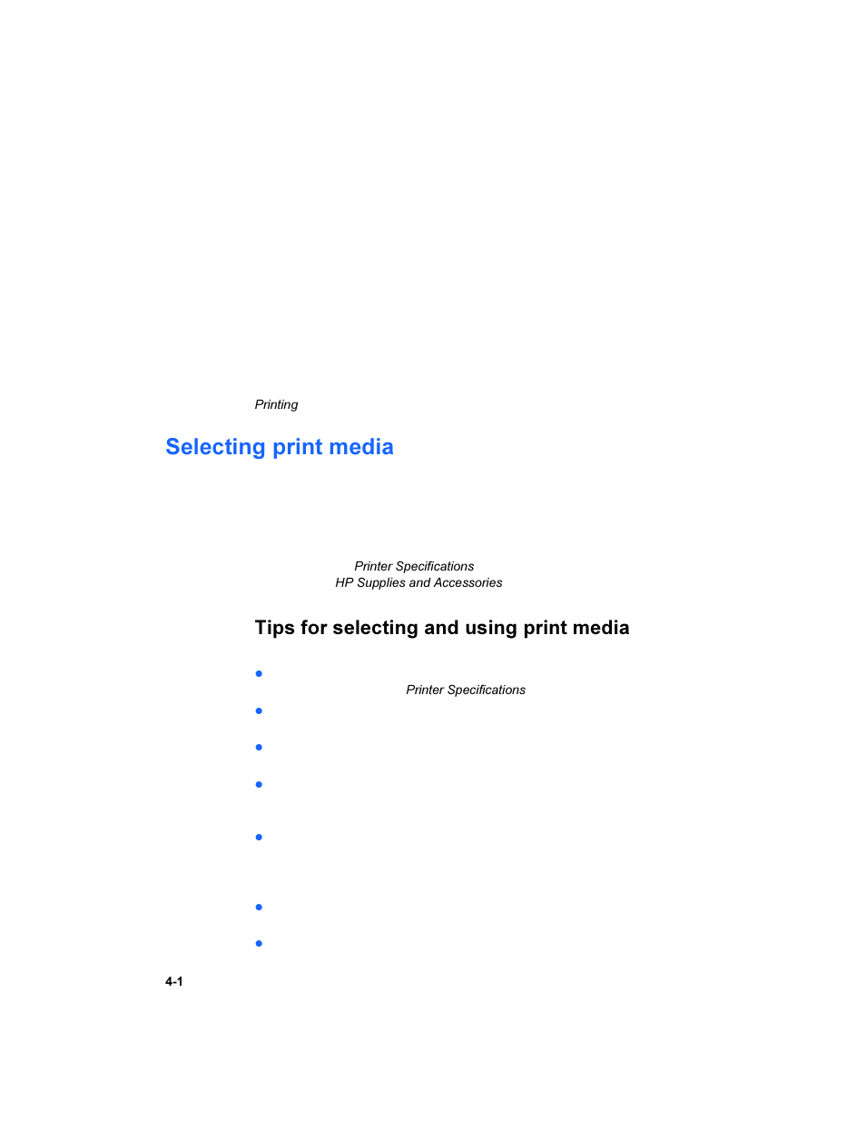 Selecting and using print media, Selecting print media, Selecting print media -1 | Selecting, And using print media | HP Deskjet 450 Mobile Printer series User Manual | Page 30 / 86