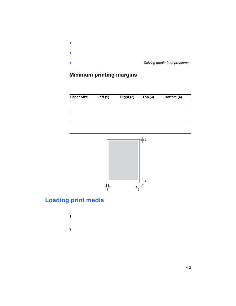 Minimum printing margins, Loading print media, Minimum printing margins -2 | Loading print media -2 | HP Deskjet 450 Mobile Printer series User Manual | Page 31 / 86
