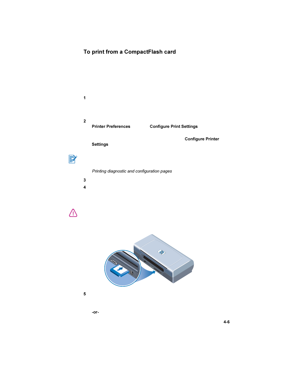 To print from a compactflash card, To print from a compactflash card -6 | HP Deskjet 450 Mobile Printer series User Manual | Page 35 / 86