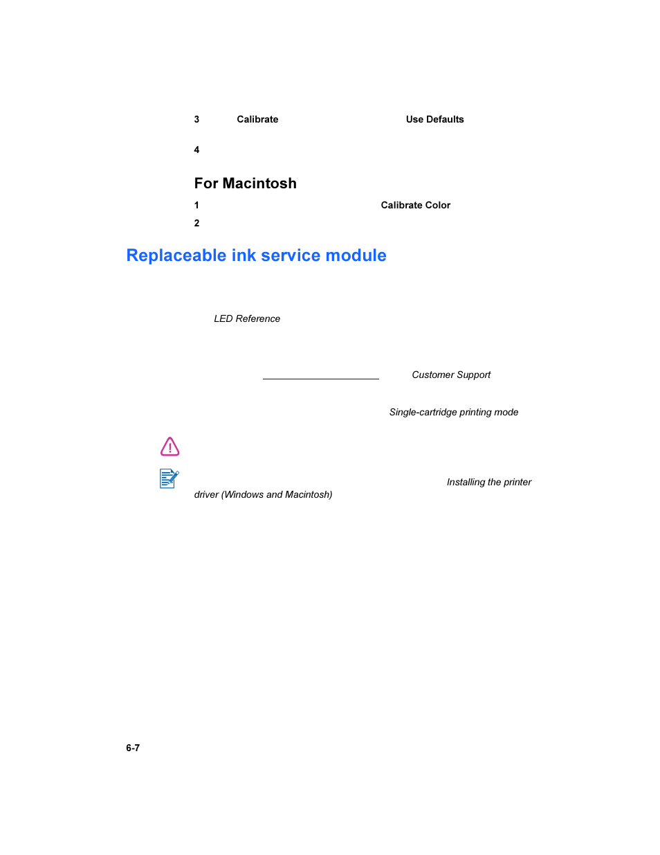 Replaceable ink service module, Replaceable ink service module -7, For macintosh | HP Deskjet 450 Mobile Printer series User Manual | Page 48 / 86