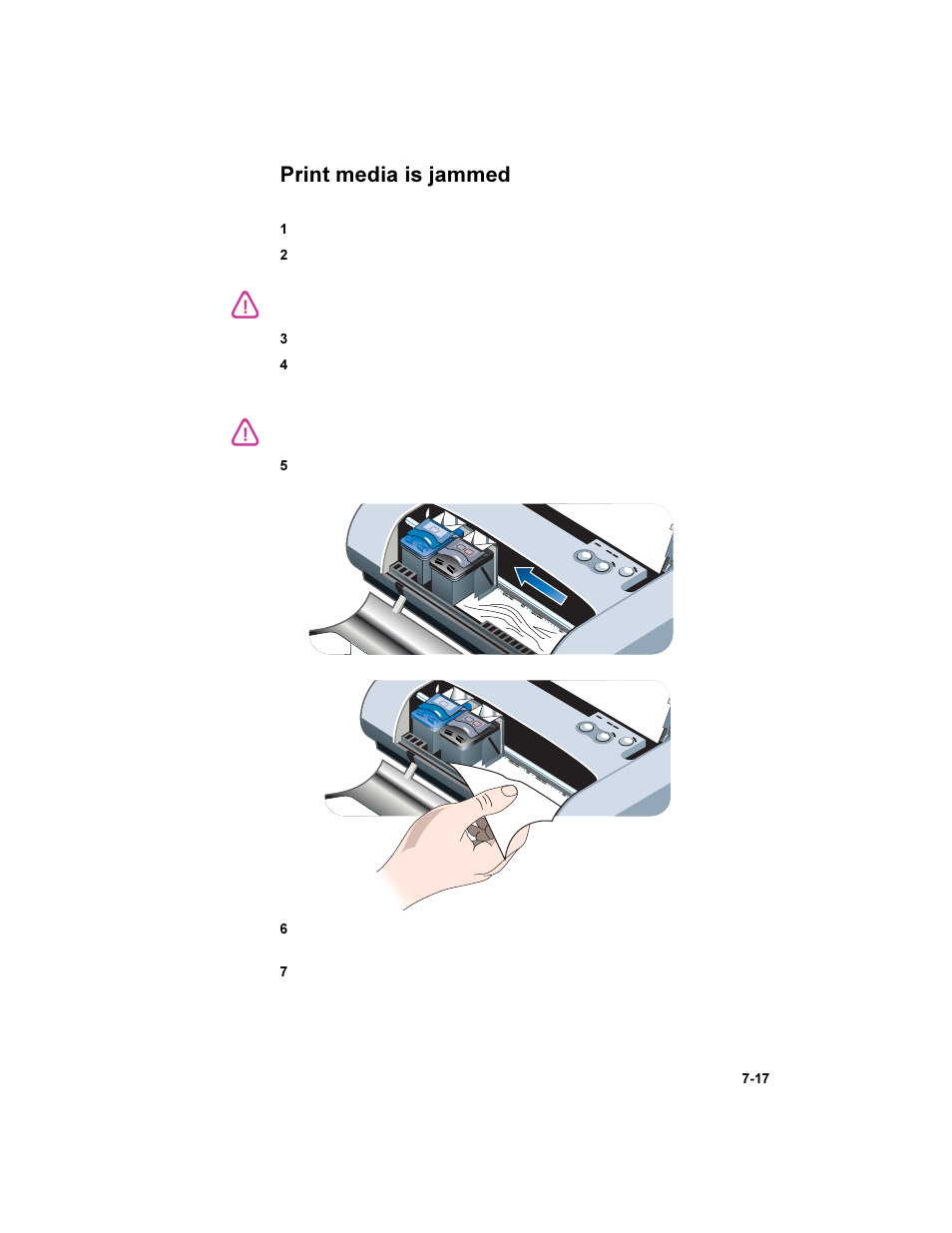 Print media is jammed, Print media is jammed -17 | HP Deskjet 450 Mobile Printer series User Manual | Page 65 / 86