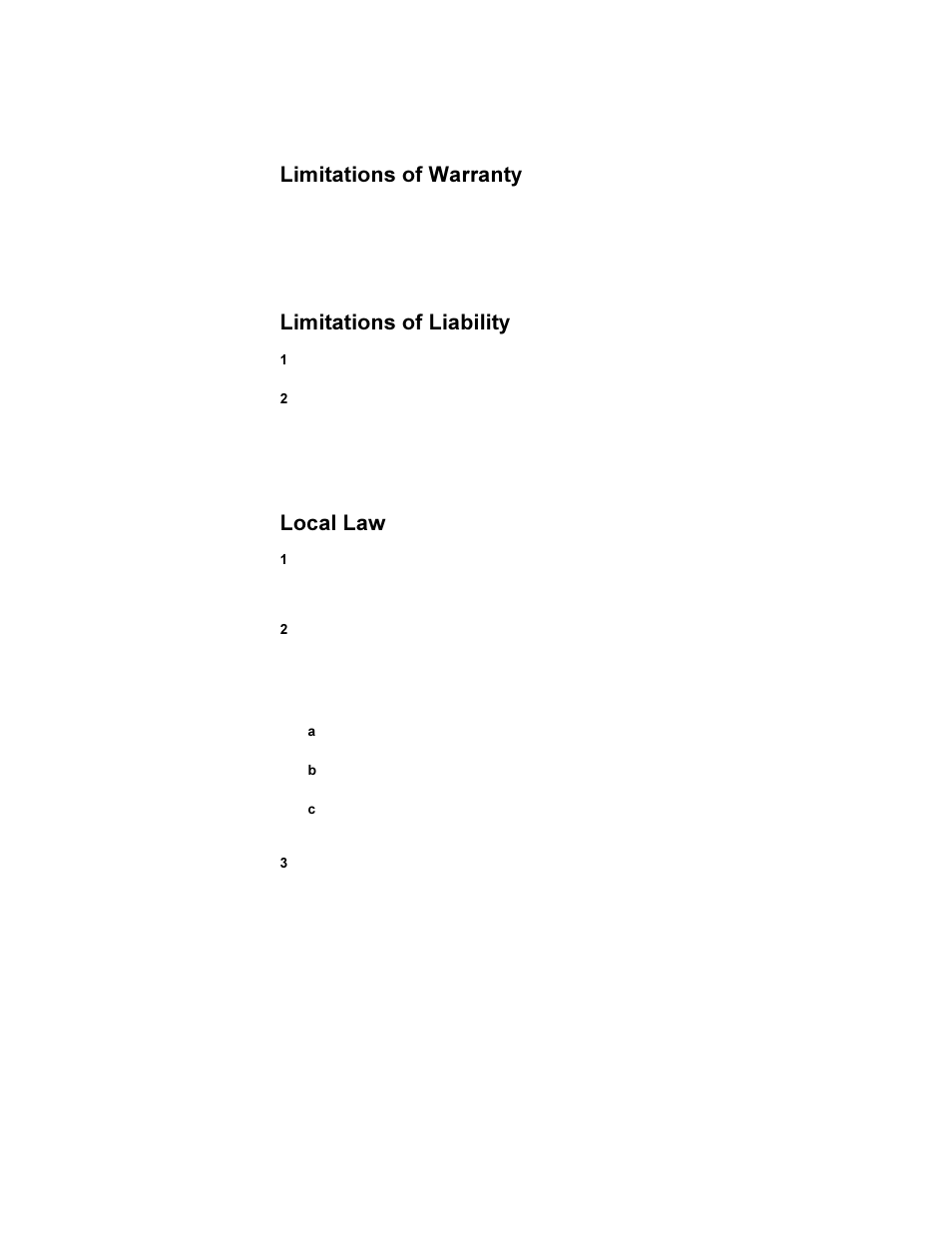 Limitations of warranty, Limitations of liability, Local law | HP Deskjet 450 Mobile Printer series User Manual | Page 82 / 86