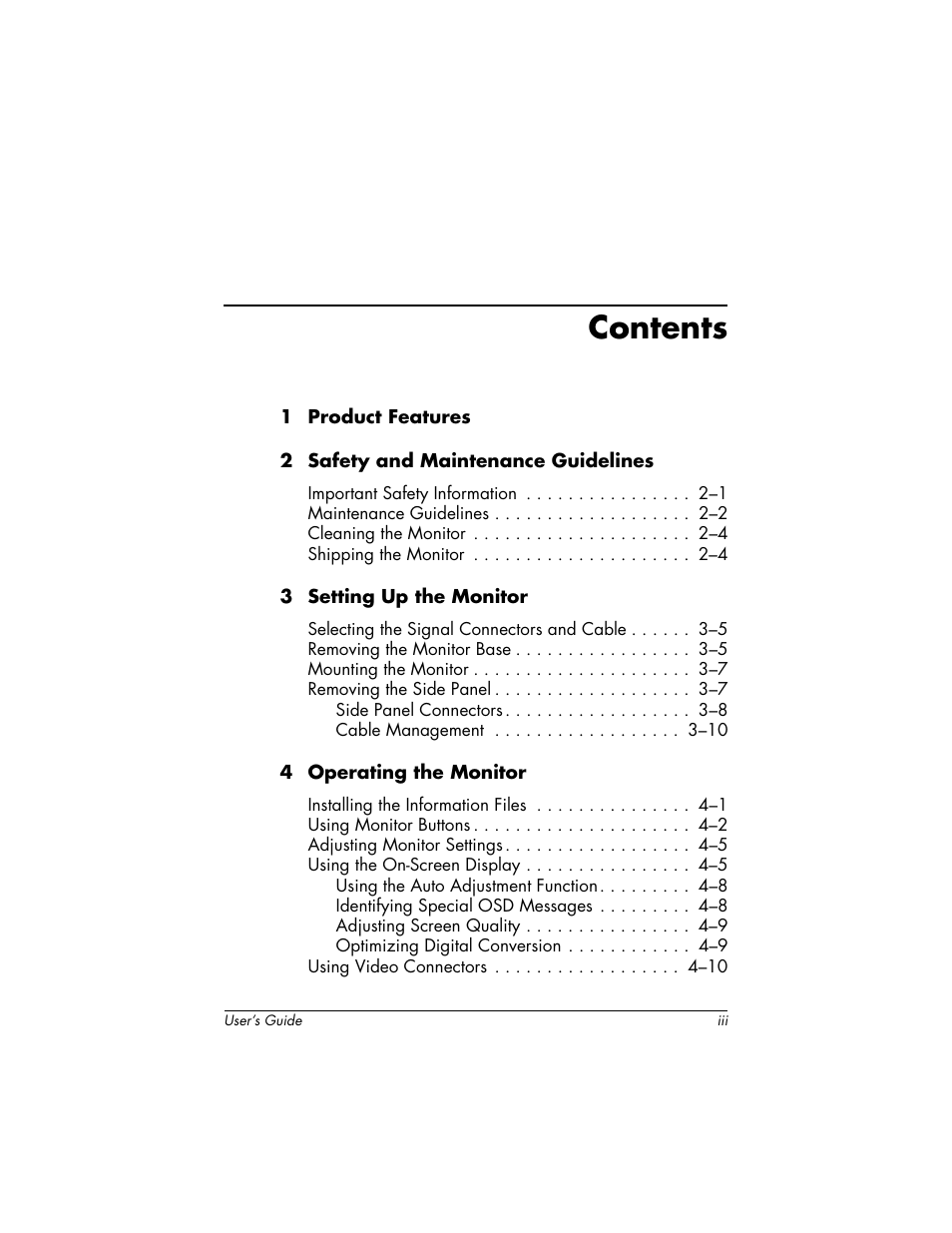 HP f2304 23-inch High Def LCD Monitor User Manual | Page 3 / 52