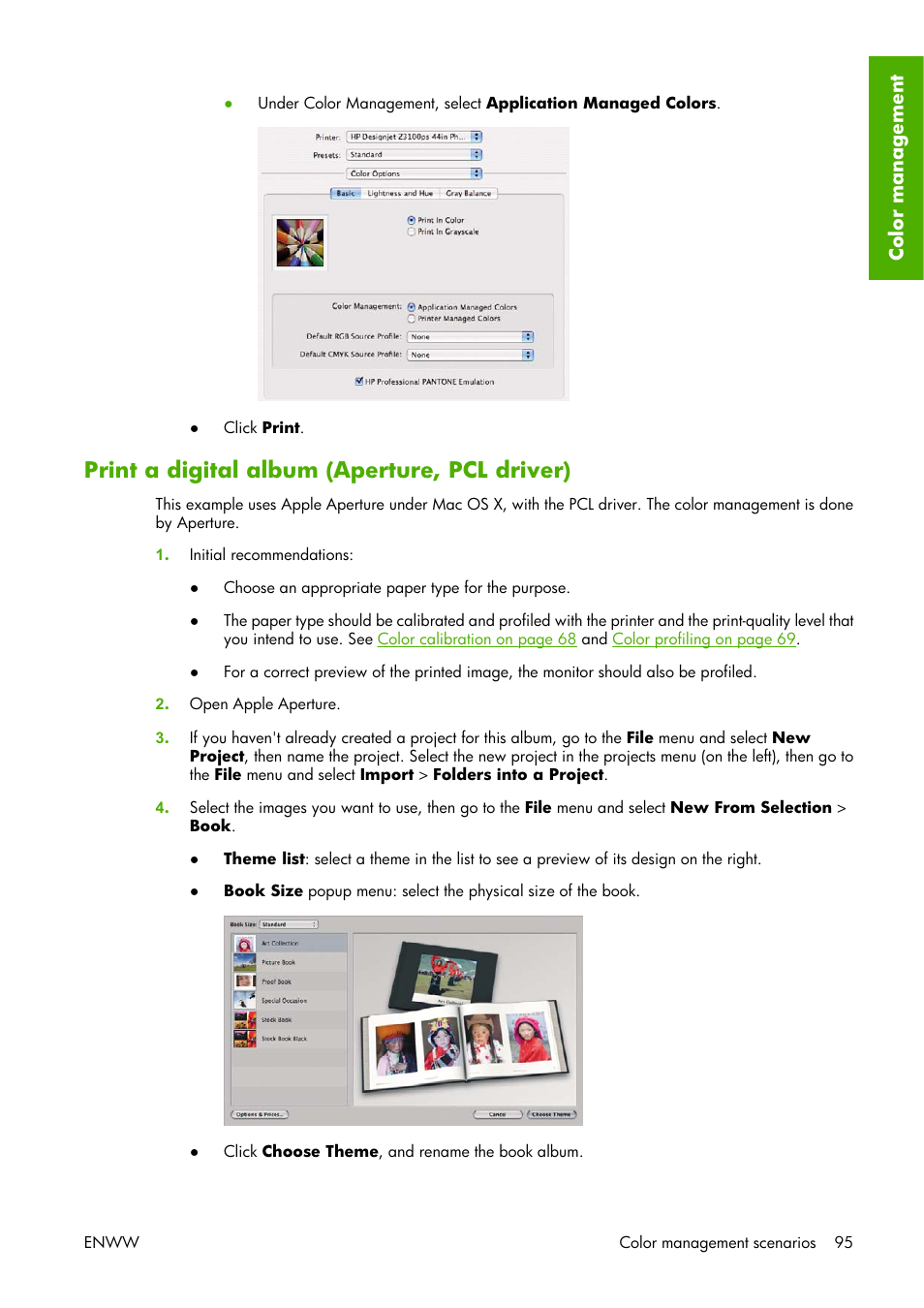 Print a digital album (aperture, pcl driver) | HP Designjet Z3100 Photo Printer series User Manual | Page 105 / 221