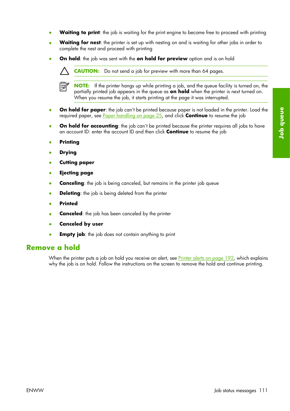 Remove a hold | HP Designjet Z3100 Photo Printer series User Manual | Page 121 / 221