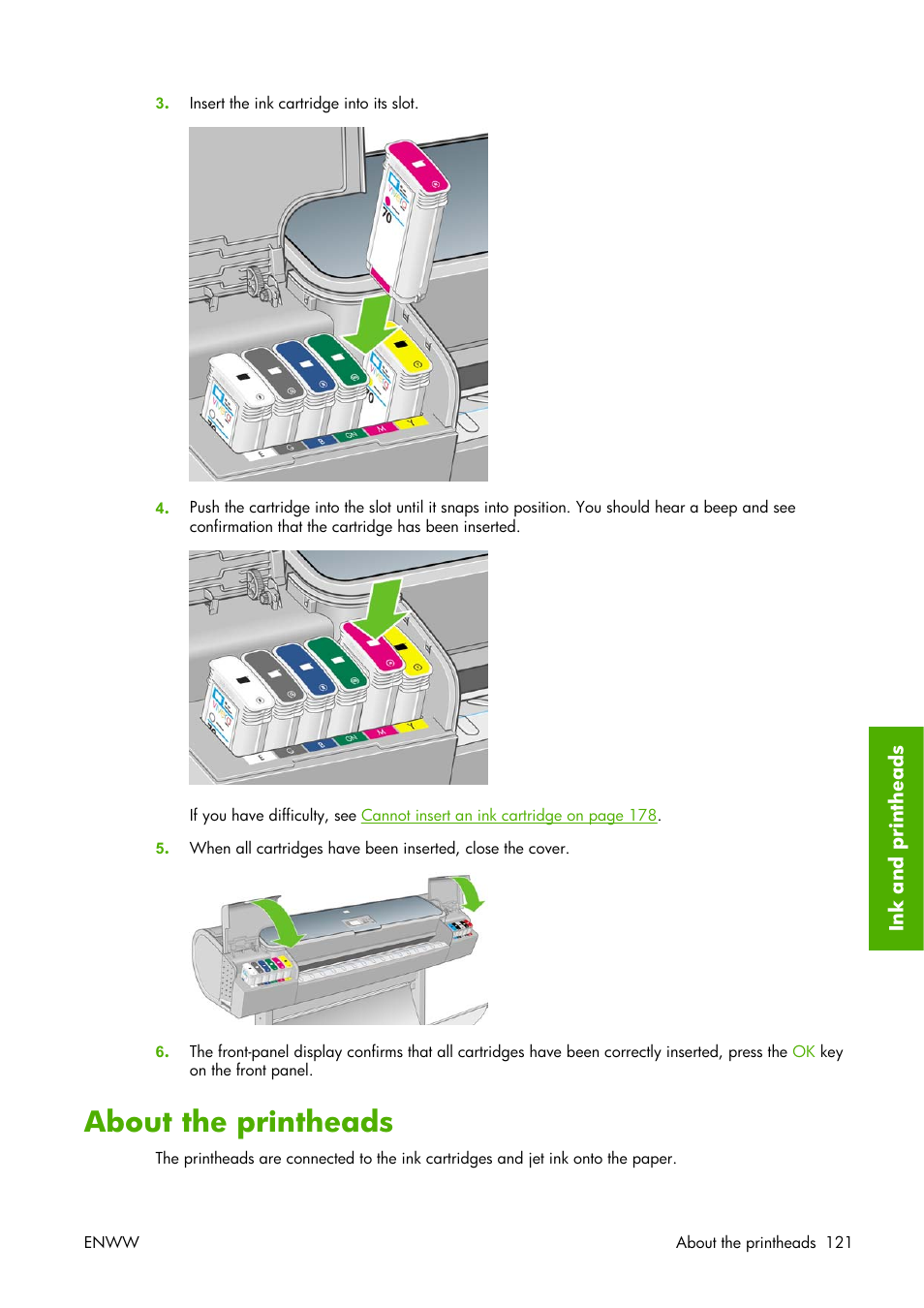 About the printheads | HP Designjet Z3100 Photo Printer series User Manual | Page 131 / 221